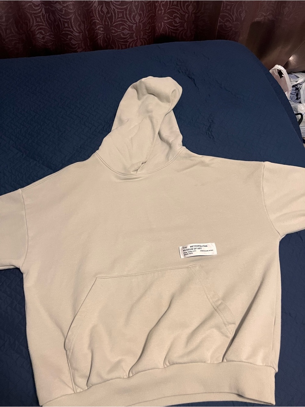 Men's Cream Hoodie Sweatshirt - Minimal Pullover